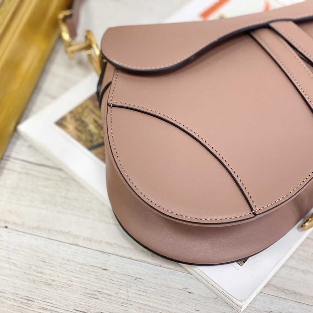 Dior M0455 Saddle Bag with Strap Light Pink Smooth Calfskin Gold
