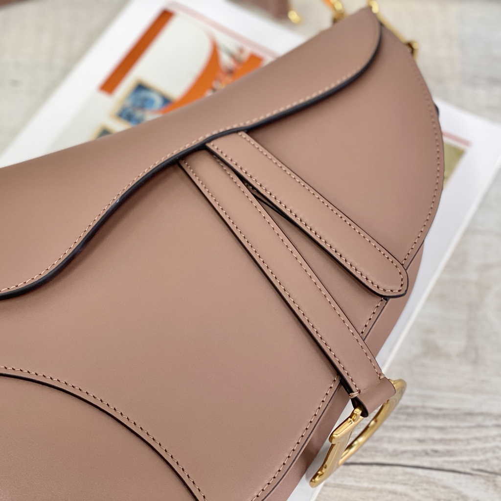Dior M0455 Saddle Bag with Strap Light Pink Smooth Calfskin Gold