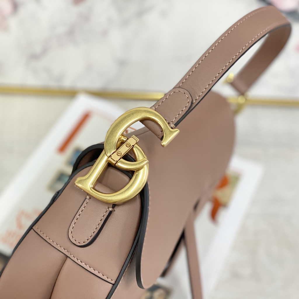 Dior M0455 Saddle Bag with Strap Light Pink Smooth Calfskin Gold