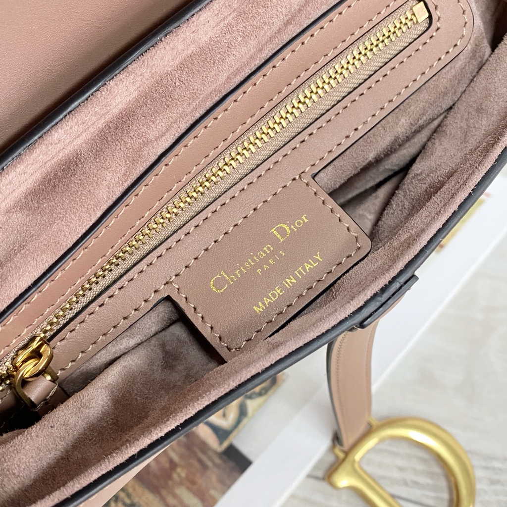 Dior M0455 Saddle Bag with Strap Light Pink Smooth Calfskin Gold