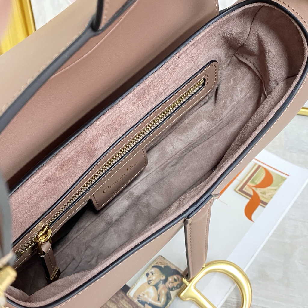Dior M0455 Saddle Bag with Strap Light Pink Smooth Calfskin Gold
