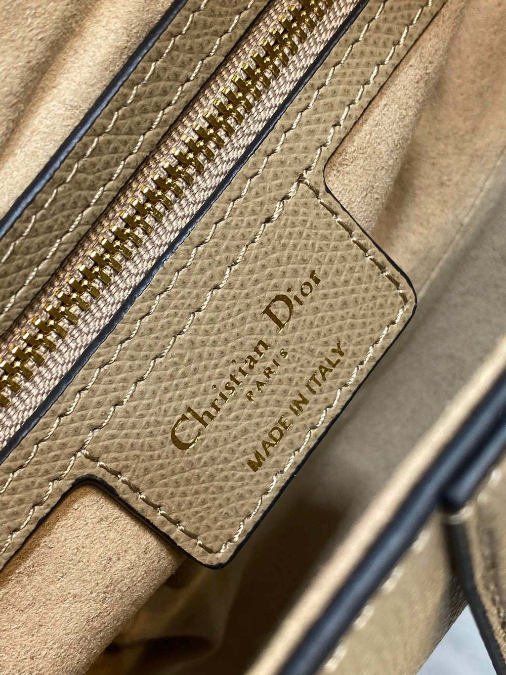 Dior M0455 Saddle Bag with Strap Beige Grained Calfskin