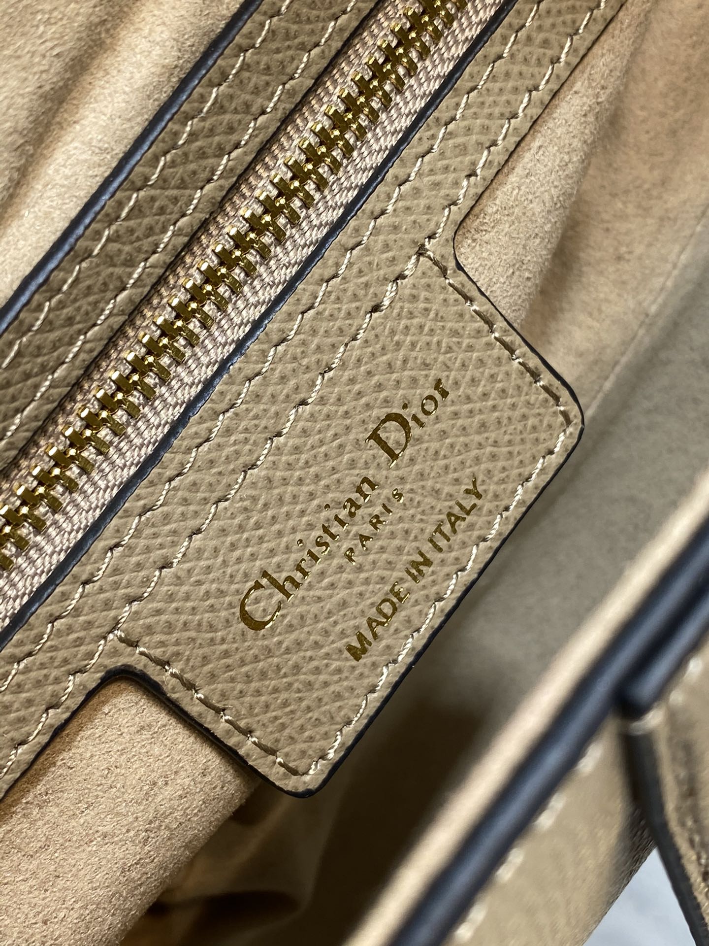 Dior M0455 Saddle Bag with Strap Beige Grained Calfskin
