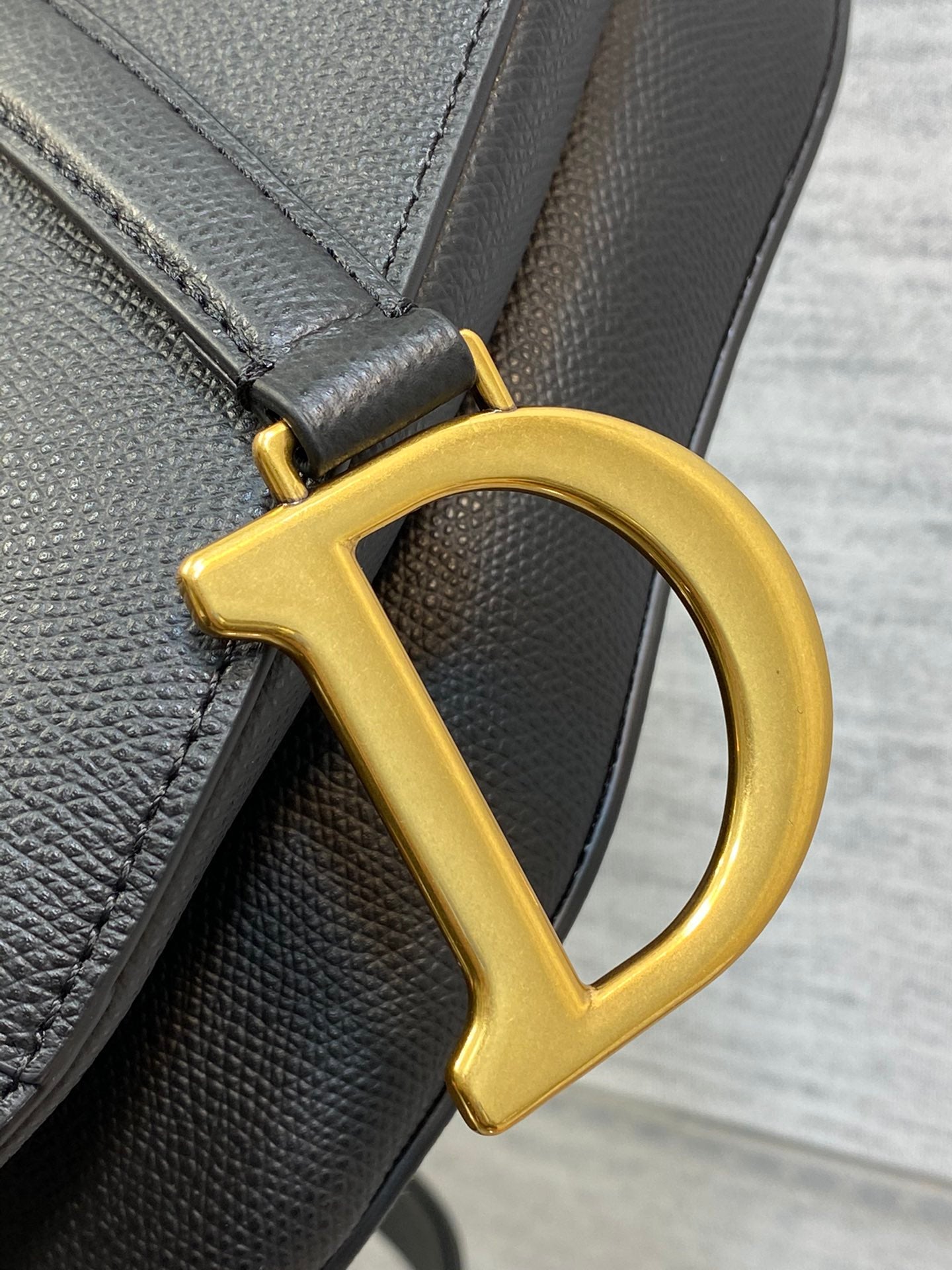 Dior M0455 Saddle Bag with Strap Black Grained Calfskin