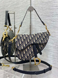 11. Dior Saddle Bag M0455 blue oblique canvas with leather trim