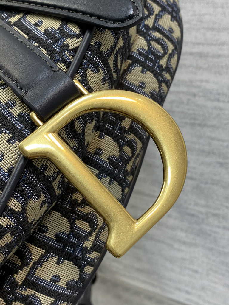 Dior M0455 Saddle Bag with Strap Blue Oblique Jacquard