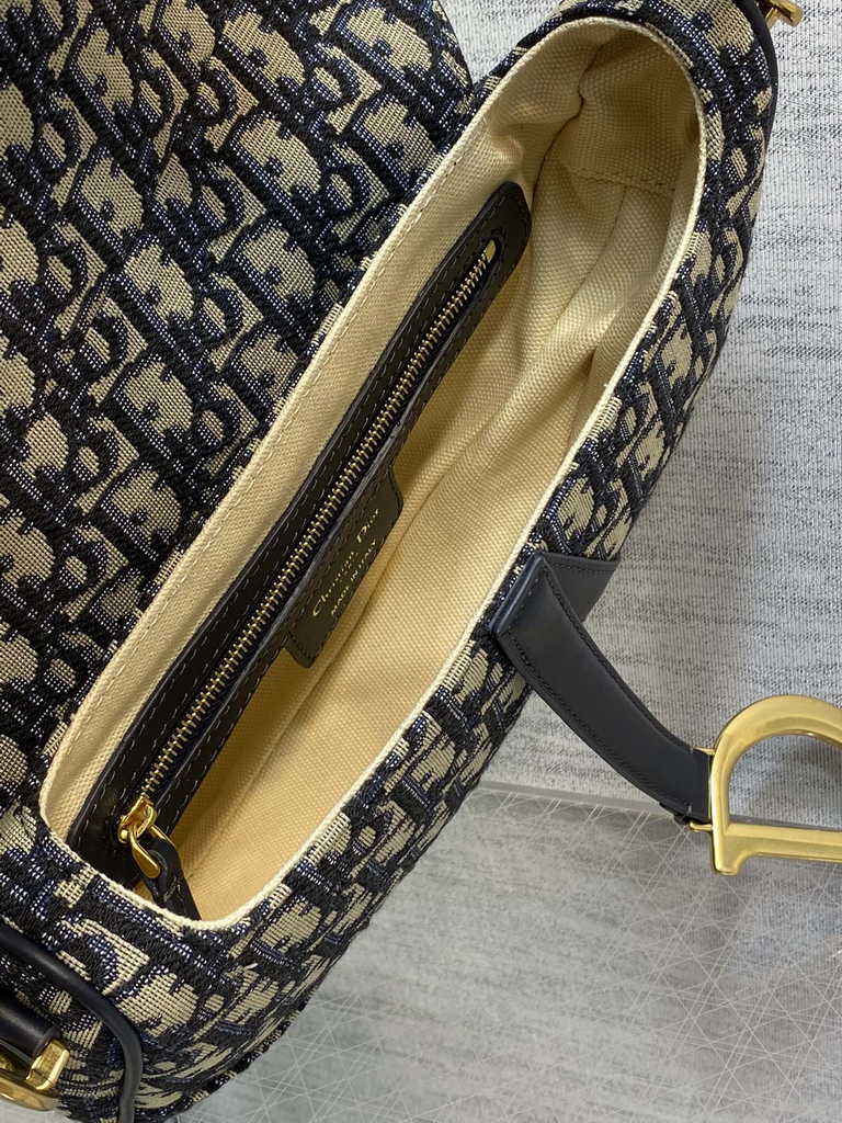 Dior M0455 Saddle Bag with Strap Blue Oblique Jacquard