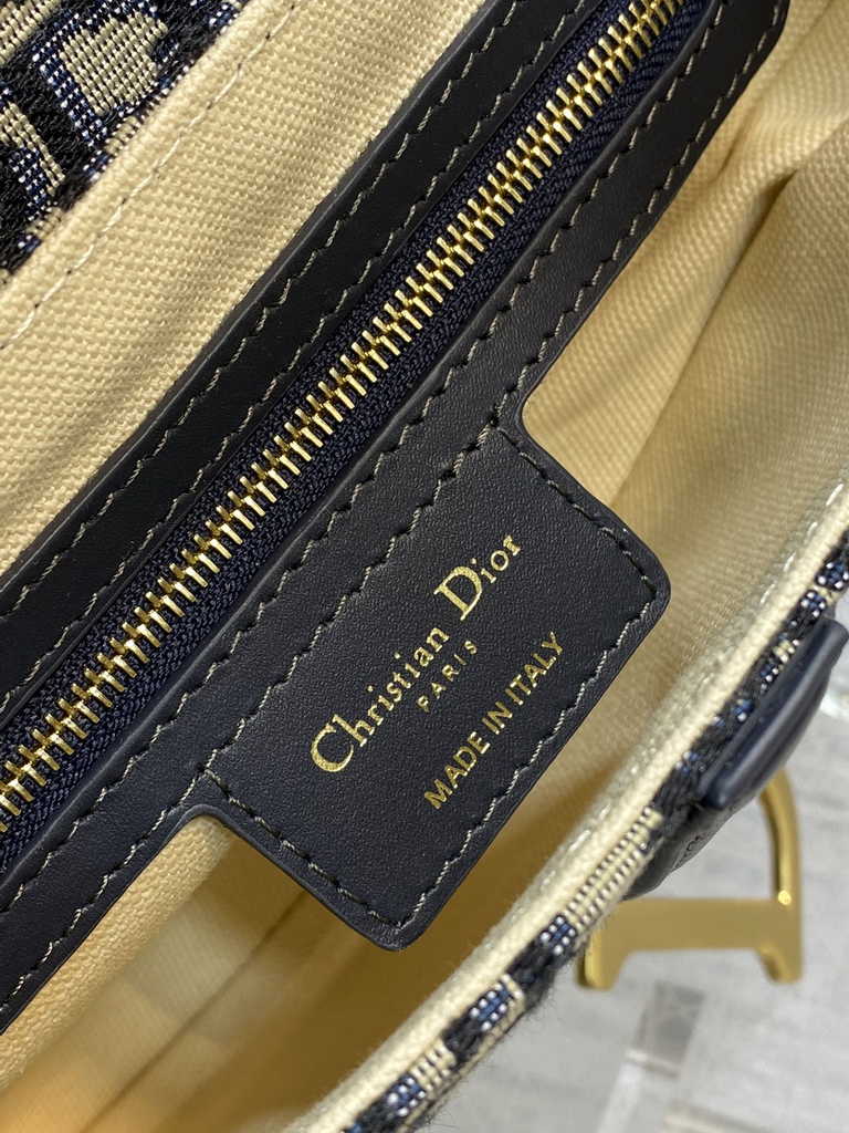 Dior M0455 Saddle Bag with Strap Blue Oblique Jacquard