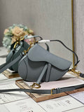 16. Dior Saddle Bag M0455 in classic black leather with silver hardware