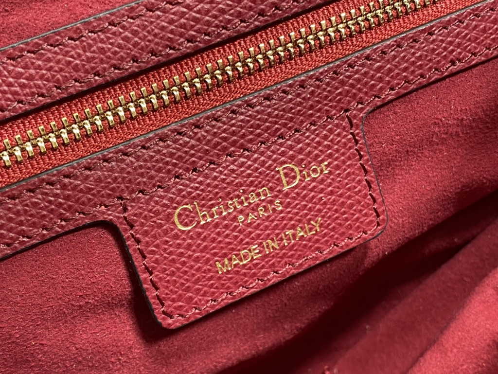 Dior M0455 Saddle Bag with Strap Red Grained Calfskin