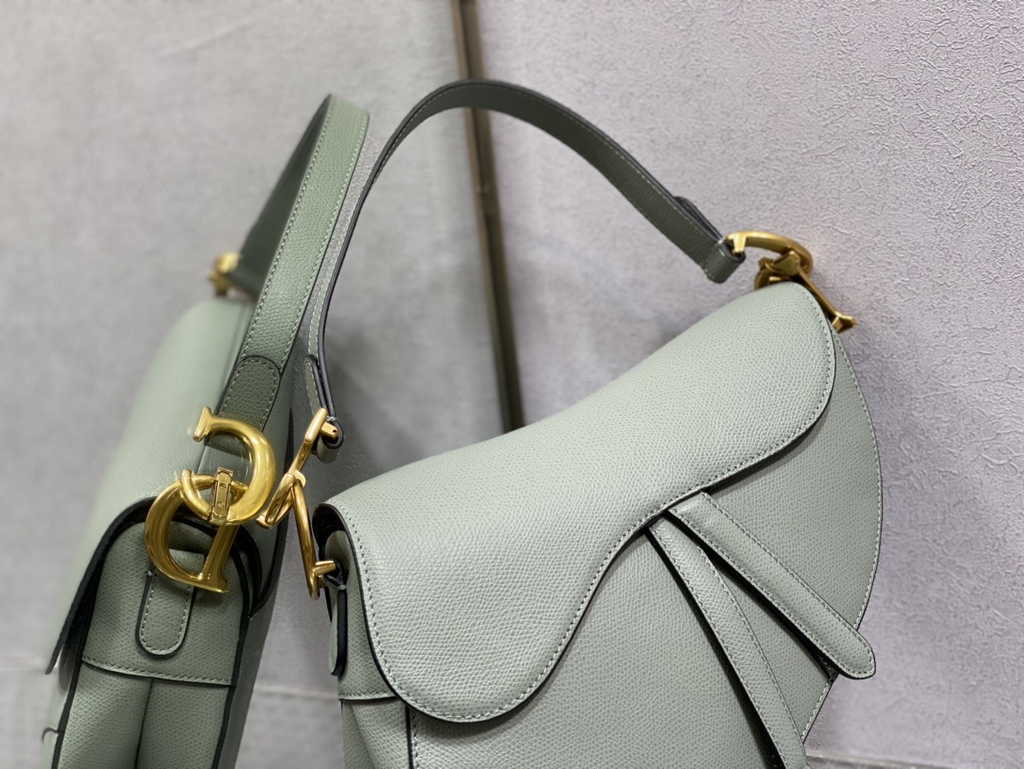 Dior M0455 Saddle Bag with Strap Gray Grained Calfskin