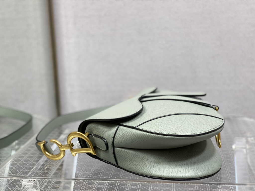 Dior M0455 Saddle Bag with Strap Gray Grained Calfskin
