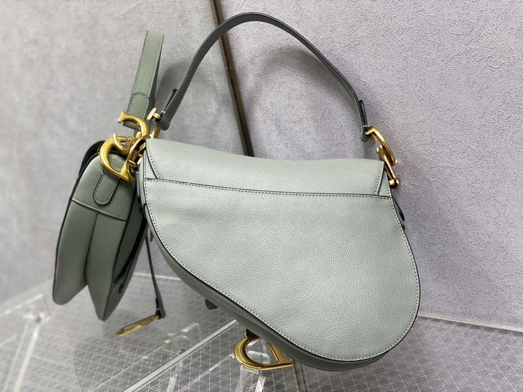 Dior M0455 Saddle Bag with Strap Gray Grained Calfskin