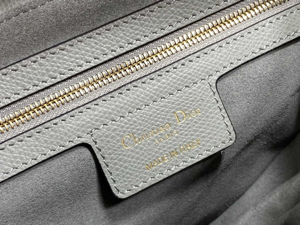 Dior M0455 Saddle Bag with Strap Gray Grained Calfskin