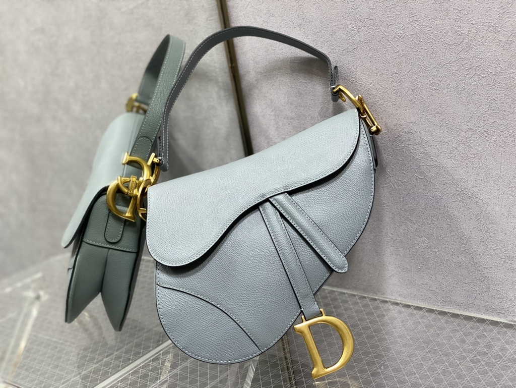 1. Dior Saddle Bag with strap M0455 side profile leather texture