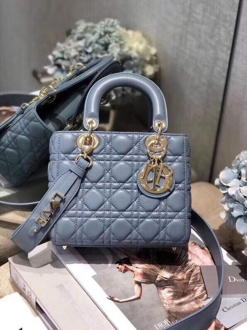 Dior M0538 Small Lady My ABCDior Bag Lambskin Blue - Default Title - View 1