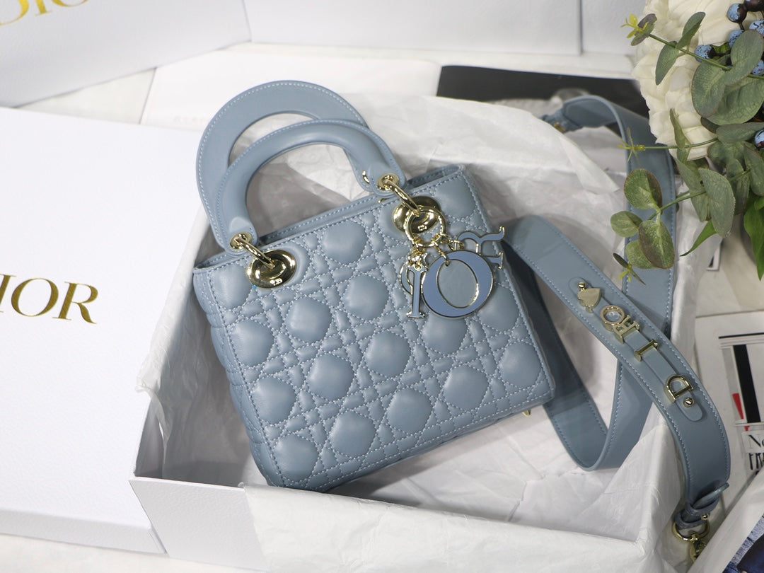 Dior M0538 Small Lady My ABCDior Bag Lambskin logo blue - Default Title - View 1