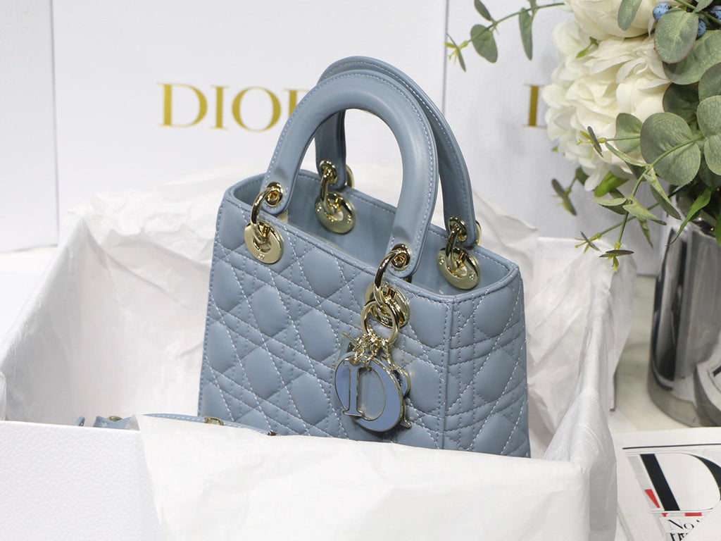 Dior M0538 Small Lady My ABCDior Bag Lambskin logo blue - Default Title - View 5