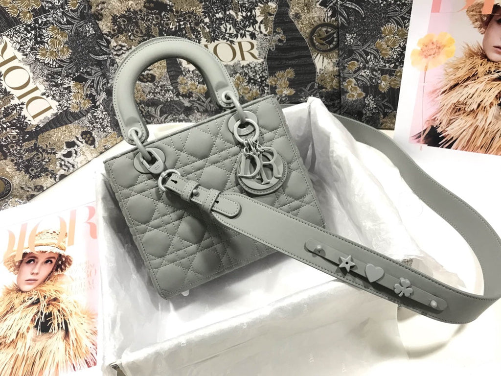 Dior M0538 Small Lady My ABCDior Bag Lambskin logo gray - Default Title - View 1