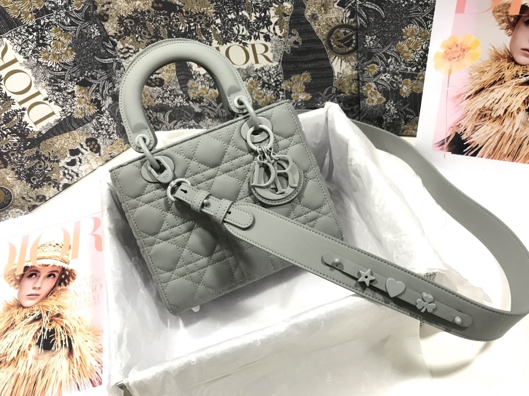 Dior M0538 Small Lady My ABCDior Bag Lambskin logo gray - Default Title - View 1