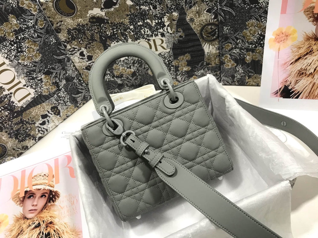 Dior M0538 Small Lady My ABCDior Bag Lambskin logo gray - Default Title - View 2
