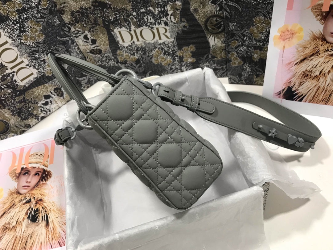 Dior M0538 Small Lady My ABCDior Bag Lambskin logo gray - Default Title - View 3
