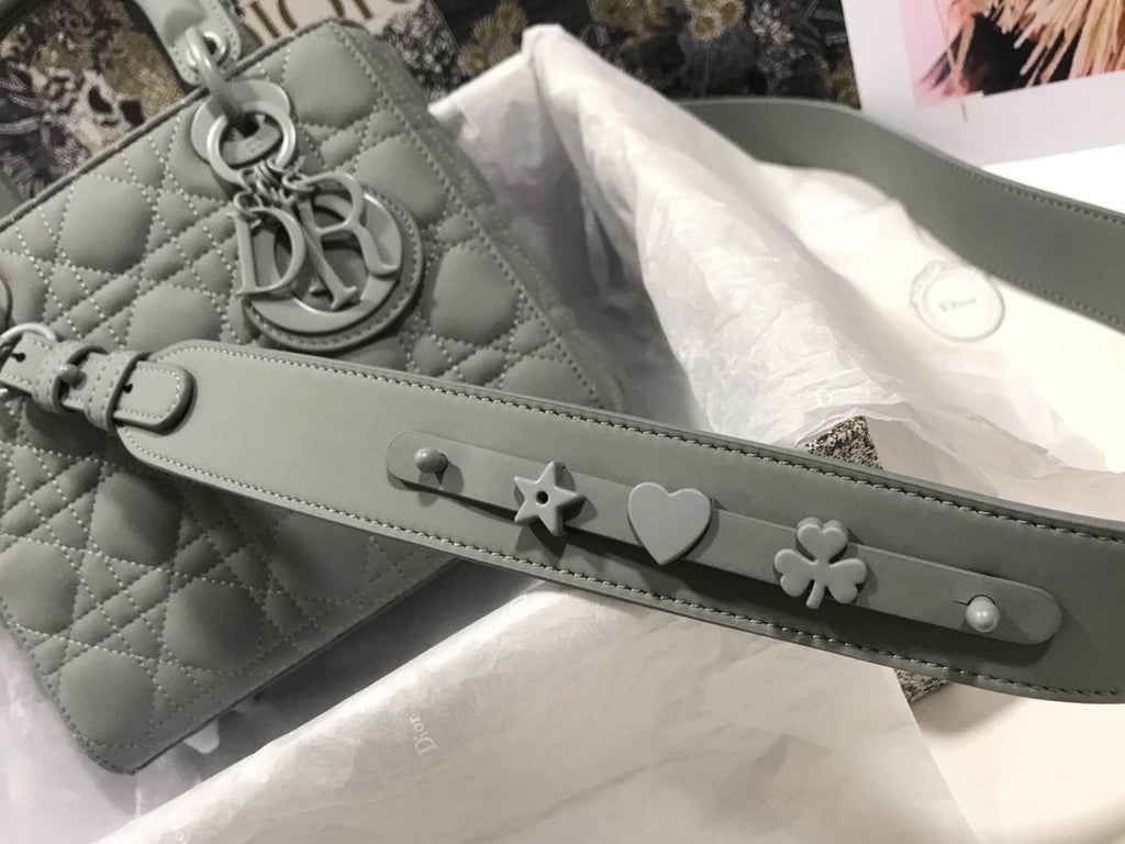 Dior M0538 Small Lady My ABCDior Bag Lambskin logo gray - Default Title - View 5