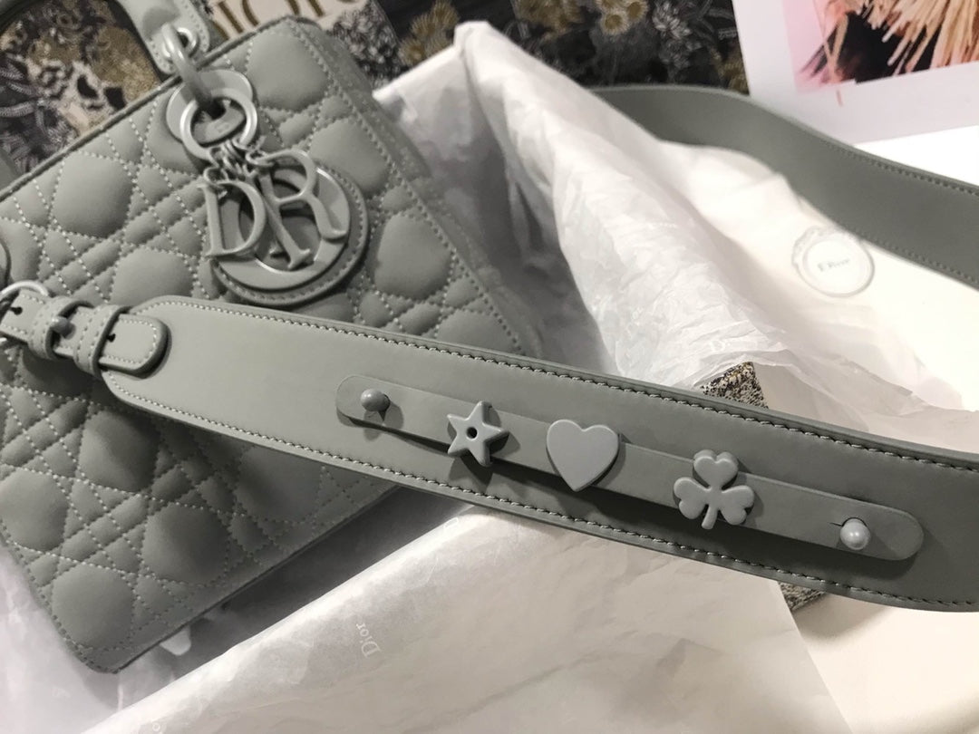Dior M0538 Small Lady My ABCDior Bag Lambskin logo gray - Default Title - View 5