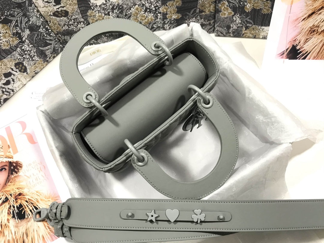Dior M0538 Small Lady My ABCDior Bag Lambskin logo gray - Default Title - View 7