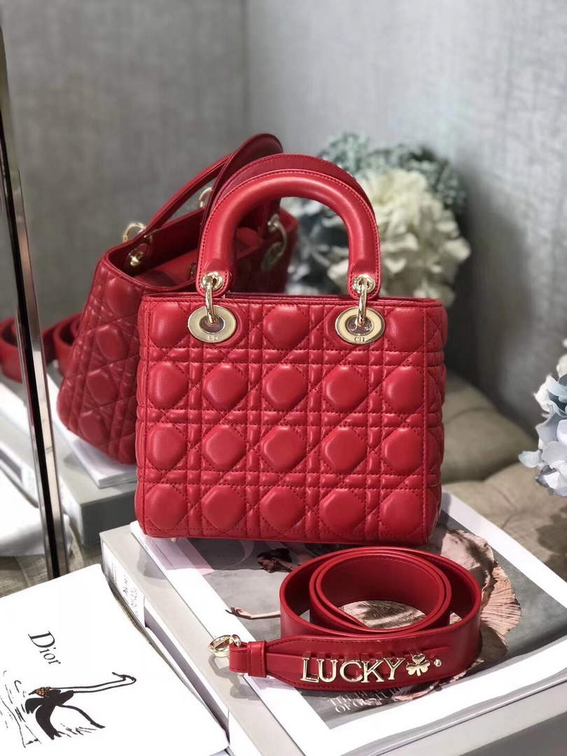 Dior M0538 Small Lady My ABCDior Bag Lambskin Red - Default Title - View 3