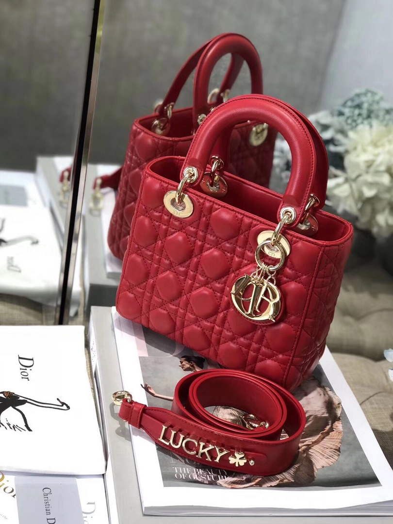 Dior M0538 Small Lady My ABCDior Bag Lambskin Red - Default Title - View 4