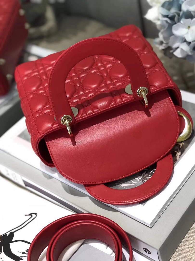 Dior M0538 Small Lady My ABCDior Bag Lambskin Red - Default Title - View 8