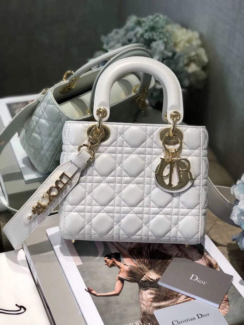 Dior M0538 Small Lady My ABCDior Bag Lambskin White - Default Title - View 1