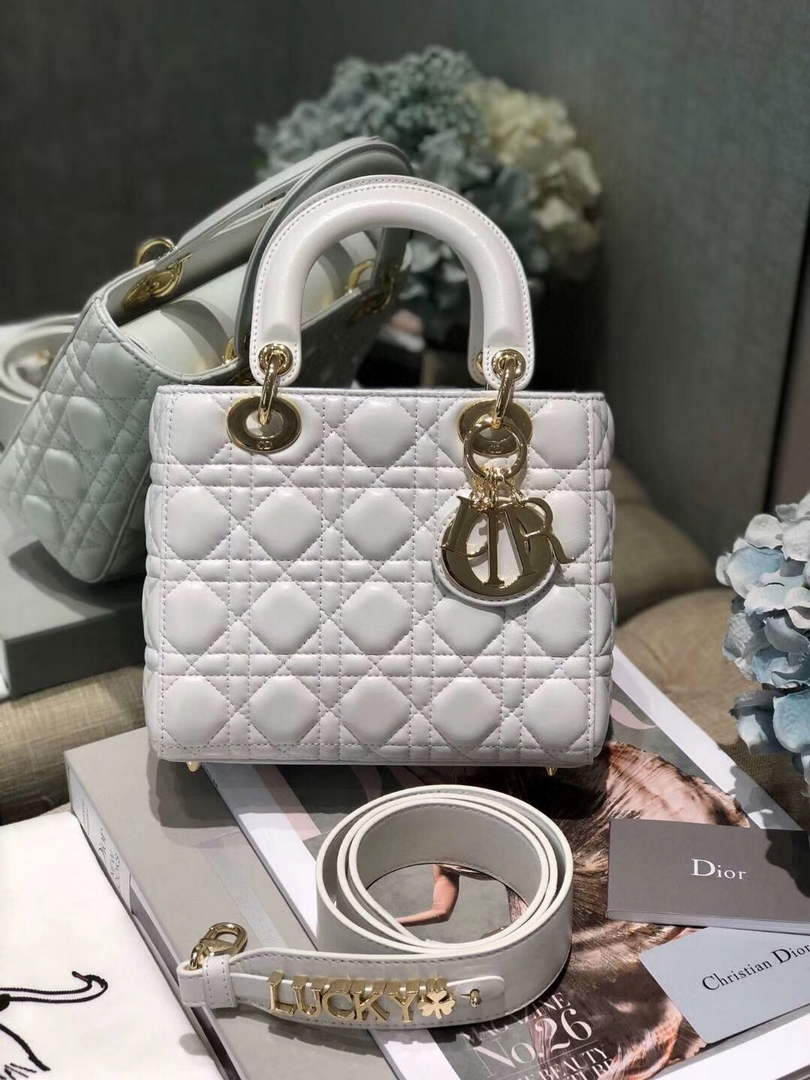 Dior M0538 Small Lady My ABCDior Bag Lambskin White - Default Title - View 3