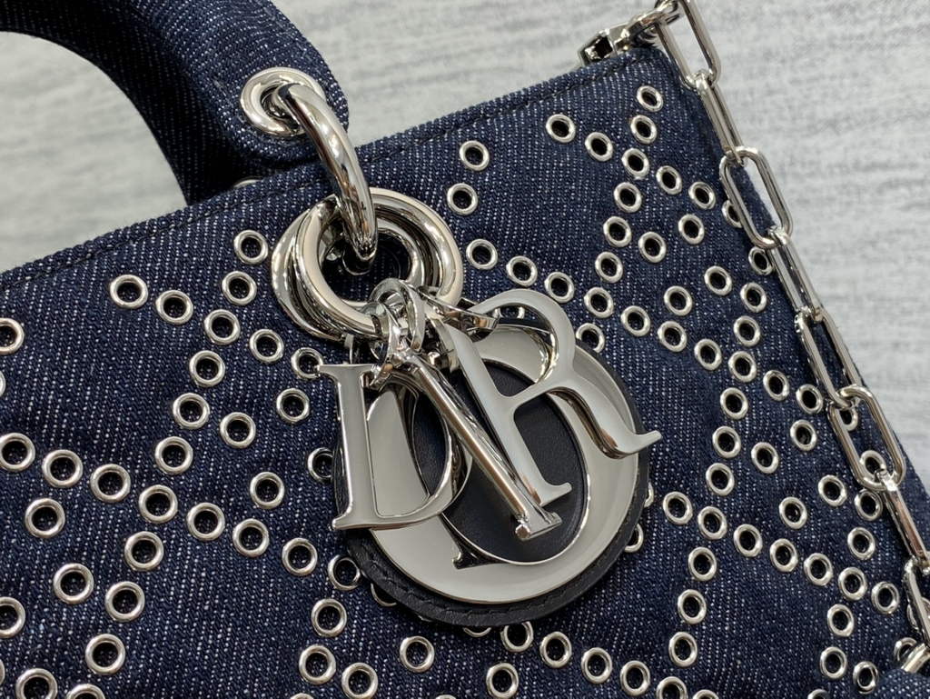 Dior M0540 Medium Lady D-Joy Bag Blue Cannage Raffia - Default Title - View 4