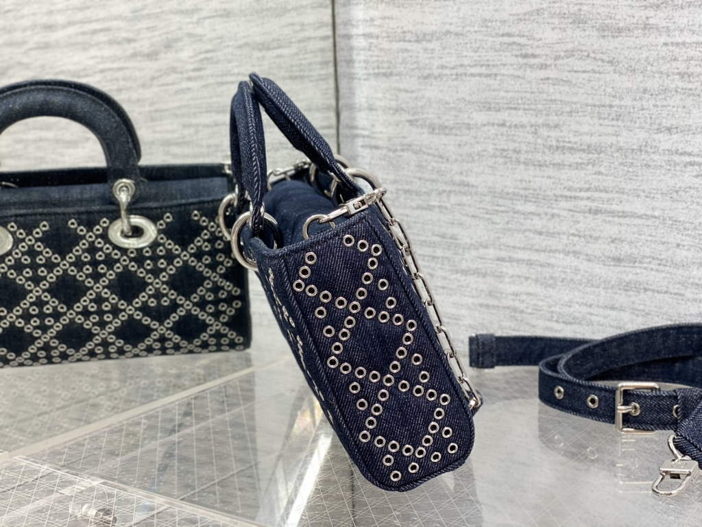 Dior M0540 Medium Lady D-Joy Bag Blue Cannage Raffia - Default Title - View 5