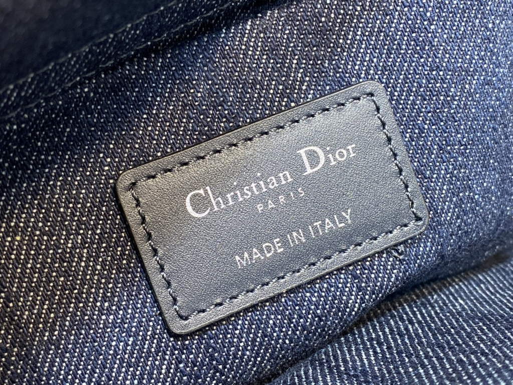 Dior M0540 Medium Lady D-Joy Bag Blue Cannage Raffia