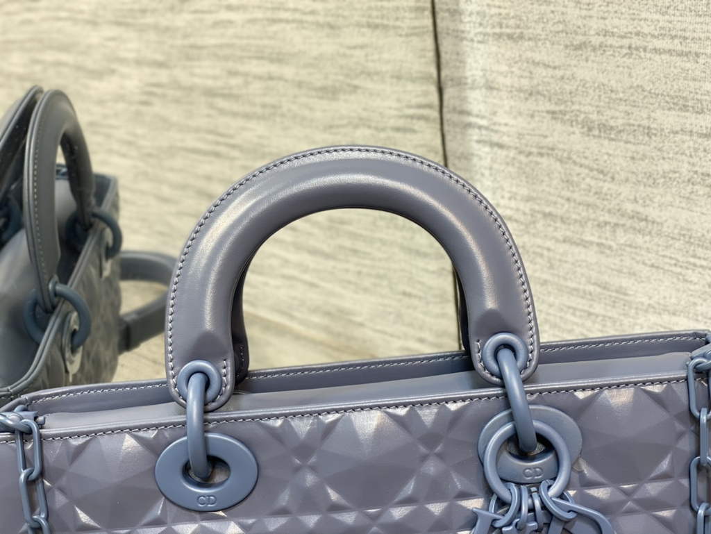 Dior M0540 Medium Lady D-Joy Bag Blue Cannage Calfskin with Diamond Motif