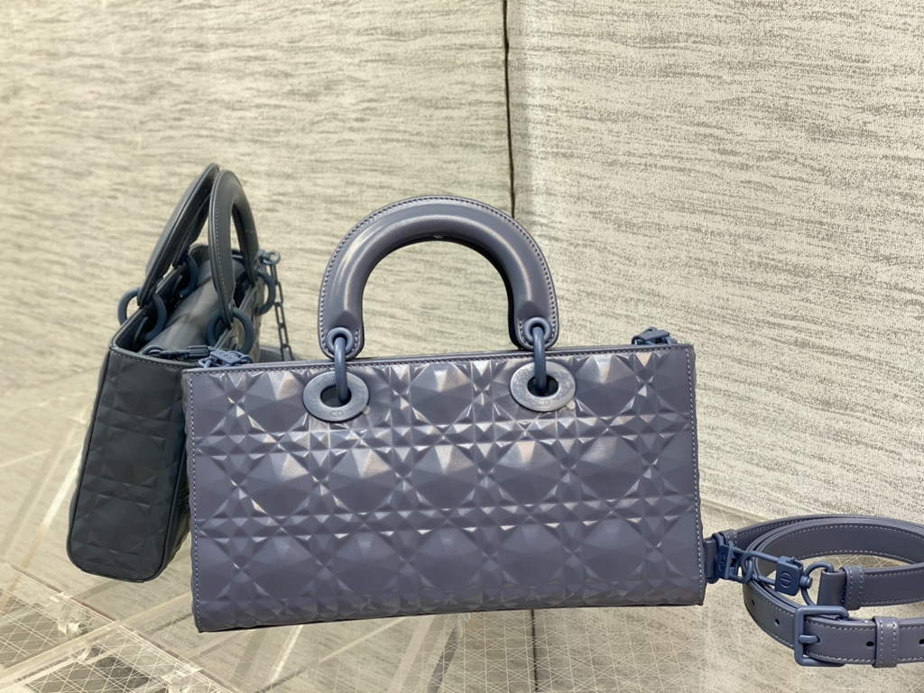 Dior M0540 Medium Lady D-Joy Bag Blue Cannage Calfskin with Diamond Motif