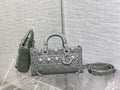 Dior M0540 Medium Lady D-Joy Bag Gray Cannage Calfskin with Diamond Motif