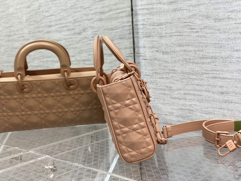 Dior M0540 Medium Lady D-Joy Bag Pink Cannage Calfskin with Diamond Motif