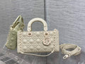 Dior M0540 Medium Lady D-Joy Bag Beige Cannage Calfskin with Diamond Motif