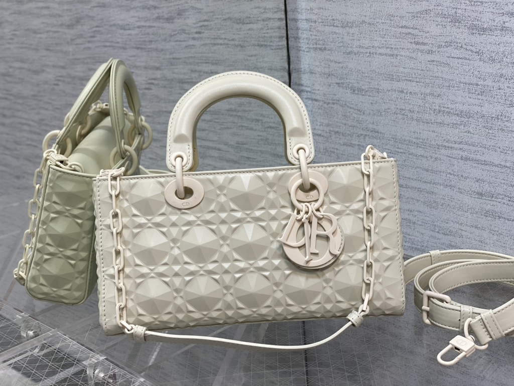 Dior M0540 Medium Lady D-Joy Bag Beige Cannage Calfskin with Diamond Motif - Default Title - View 2