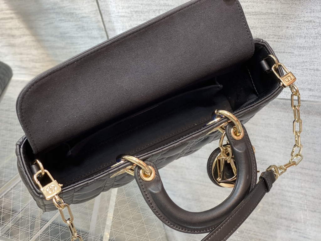 Dior M0540 Medium Lady D-Joy Bag Black Cannage Lambskin