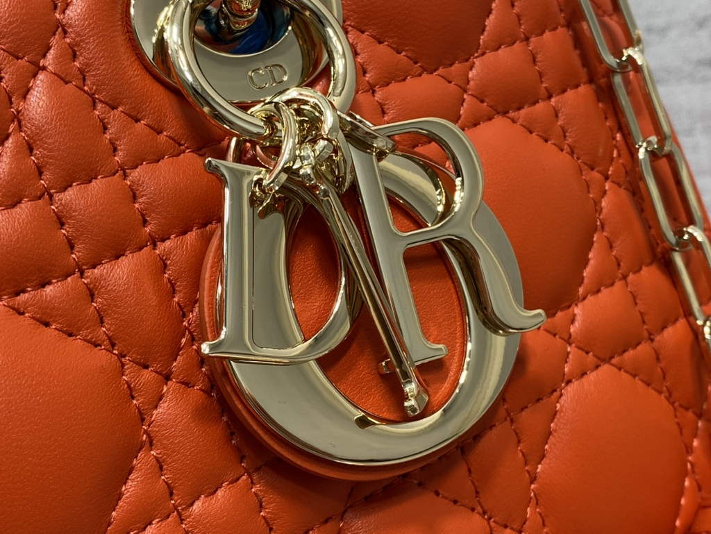 Dior M0540 Medium Lady D-Joy Bag Orange Cannage Lambskin - Default Title - View 3