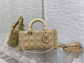 Dior M0540 Medium Lady D-Joy Bag Apricot Cannage Lambskin