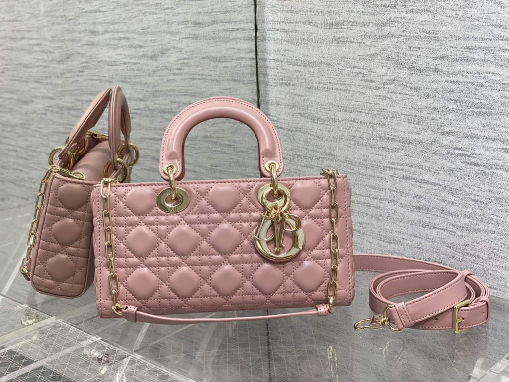 Dior M0540 Medium Lady D-Joy Bag Pink Cannage Lambskin - Default Title - View 1