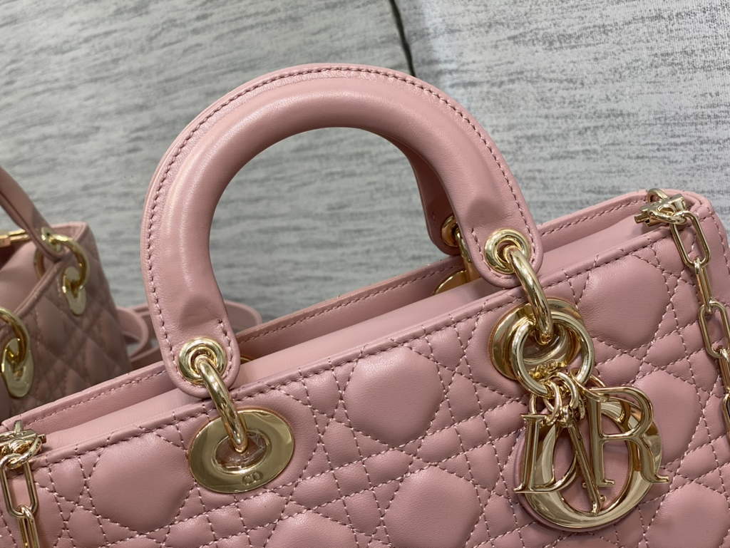 Dior M0540 Medium Lady D-Joy Bag Pink Cannage Lambskin