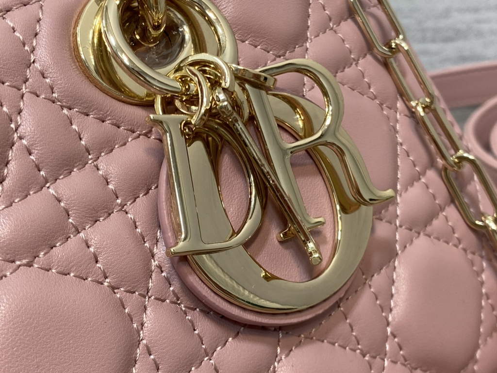 Dior M0540 Medium Lady D-Joy Bag Pink Cannage Lambskin