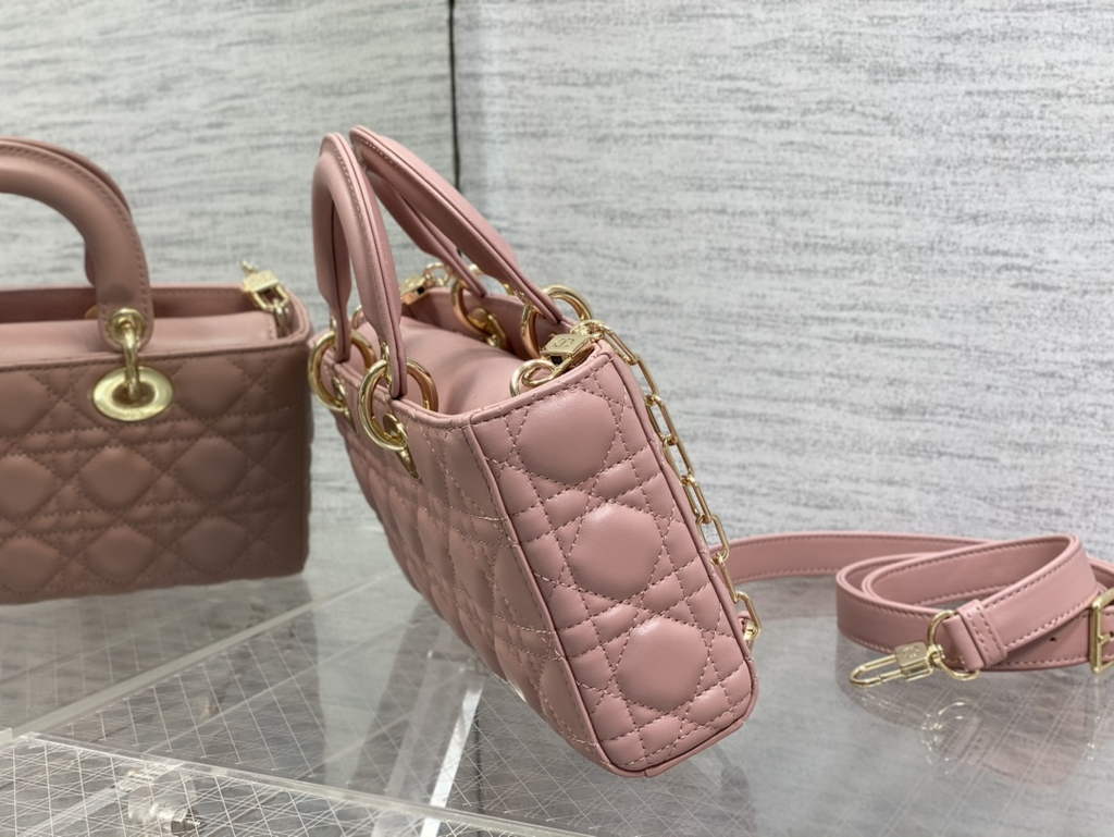 Dior M0540 Medium Lady D-Joy Bag Pink Cannage Lambskin